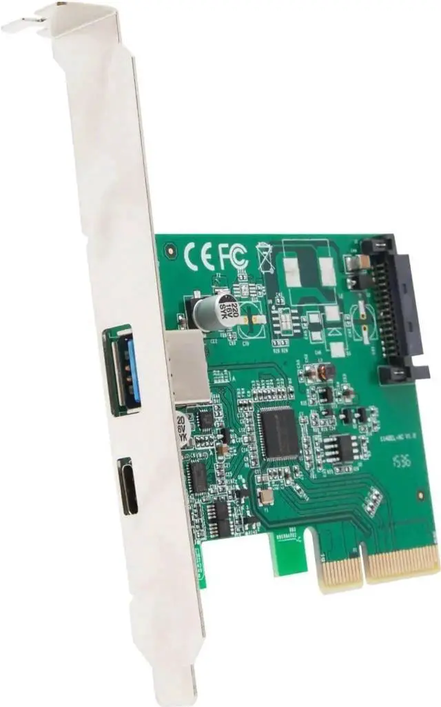 Main image of IO Crest IOCrest USB 3.1 Gen II 10Gbps 2-Port Full-Duplex Controller X4 Slot Card Type-C and Type-A Ports Components Other SI-PEX20189