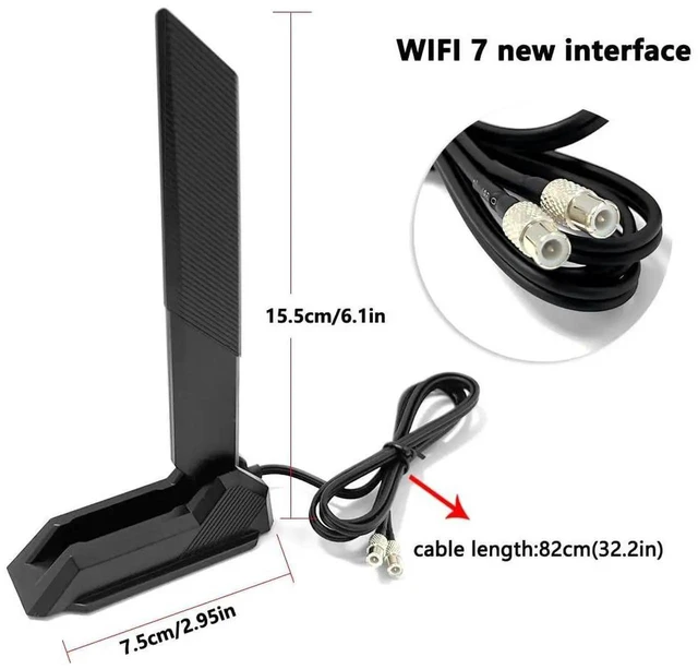 Alt view image 4 of 5 - WiFi 7 Antenna 2.4/5/6GHz for MSI MAG X870 X870E B860 B850 Z890 Z790 TOMAHAWK/B850M B860M Mortar WiFi,MEG Z890 GODLIKE/ACE,Z790 GODLIKE MAX,X870E,MPG Z890 Z790 X870E WiFi 7 Gaming Motherboard Antenna