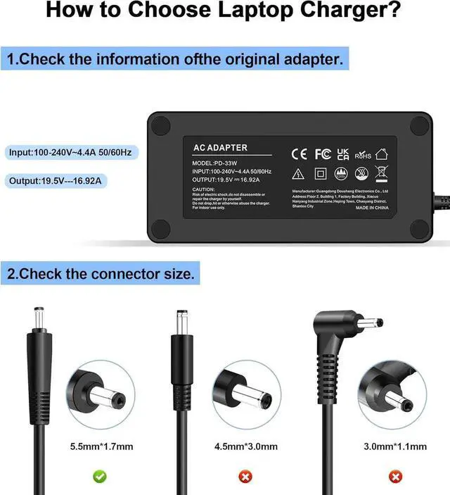 Alt view image 7 of 7 - 330W Compatible with Acer Laptop Charger Nitro 5 AN515 16 17 AN17-51 AN17-41 Predator Triton 17 X PTX17-71 Predator Helios 16 18 PH16-71 PH18-71 PH315-55 PH317-56 A20-330P1A Power Adapter