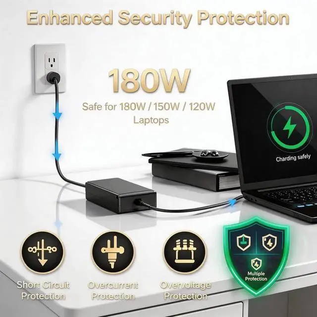 Alt view image 4 of 6 - 180W Laptop Charger Fit for MSI Katana GF66 GF76 Pulse GL66 GL76 Creator M16 Stealth 15M Crosshair Sword 15 17 A17-180P4B 20V 9A Power Adapter Supply Cord 4.5x3.0mm Tip