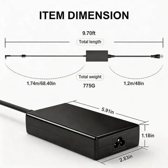 Alt view image 3 of 6 - 180W Laptop Charger Fit for MSI Katana GF66 GF76 Pulse GL66 GL76 Creator M16 Stealth 15M Crosshair Sword 15 17 A17-180P4B 20V 9A Power Adapter Supply Cord 4.5x3.0mm Tip