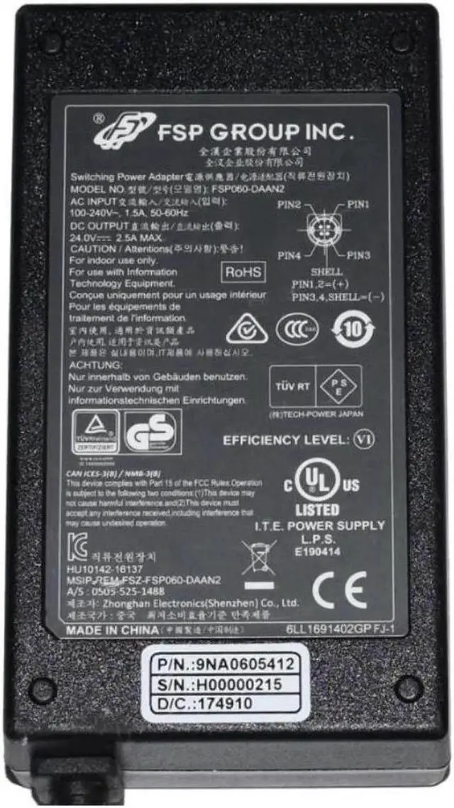 Alt view image 2 of 2 - FSP FSP060-DAAN2 24V 2.5A 60W AC Adapter Charger For FSP H00000901 HU10142-16137 4Pin Laptop Power Supply Adapter