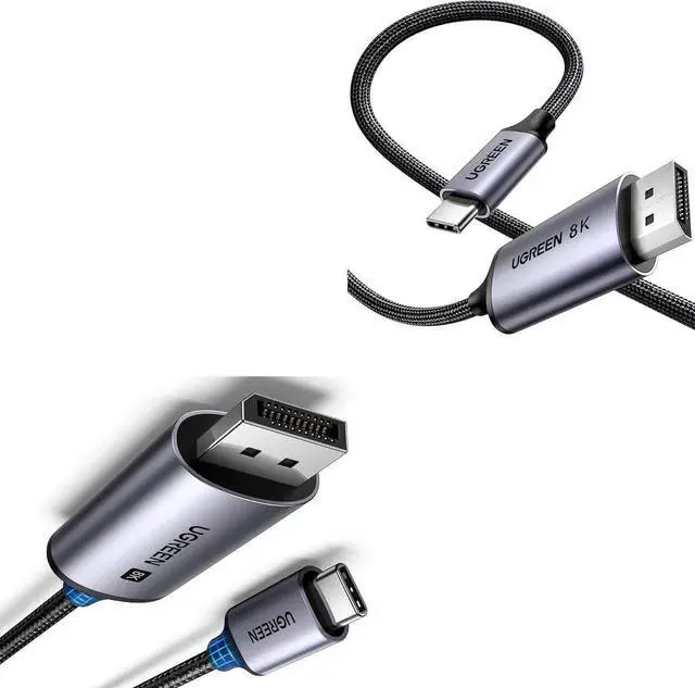 Main image of UGREEN USB C to DisplayPort 1.4 Cable 8K@60Hz 4K@240Hz Thunderbolt 4/3 to DP Cord Bundle with Bidirectional USB C to DisplayPort 1.4 Cable