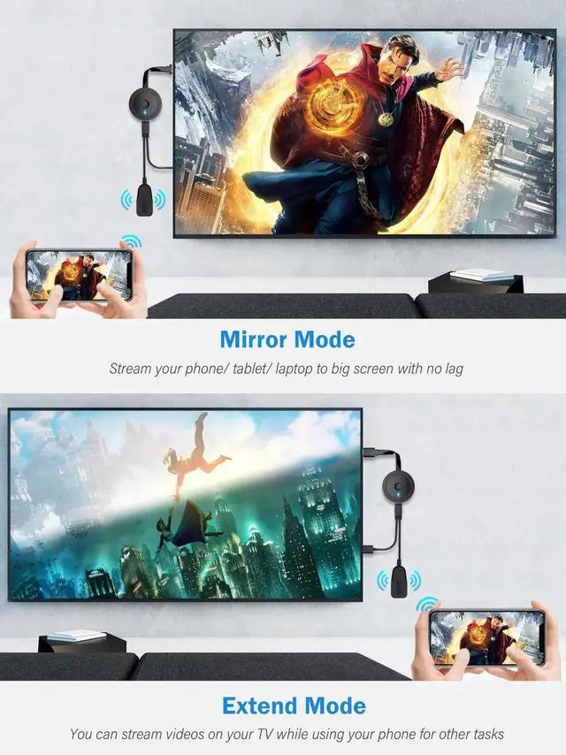 Alt view image 4 of 7 - 4K 1080P Wireless Display Adapter for Casting PPT and Movies from iPhone, iPad, Tablet, Laptop, PC to TV, Projector, Monitor Supports Airplay, Miracast, DLNA Single Pack