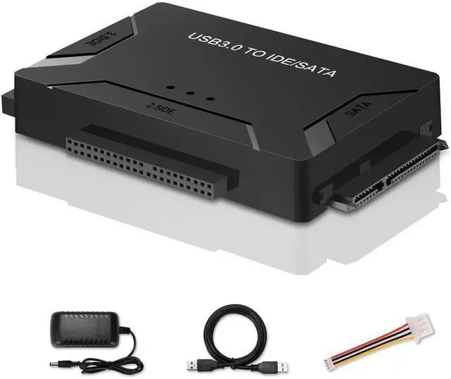 Main image of EYOOLD USB 3.0 to SATA IDE Adapter, Hard Drive Reader External Ultra Recovery Converter Compatible with 2.5" 3.5" HDD, SSD,5.25-inch DVD/CD-ROM Optical Drive Data Transfer with Power Supply
