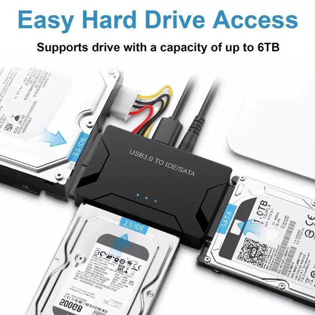 Alt view image 4 of 5 - EYOOLD USB 3.0 to SATA IDE Adapter, Hard Drive Reader External Ultra Recovery Converter Compatible with 2.5" 3.5" HDD, SSD,5.25-inch DVD/CD-ROM Optical Drive Data Transfer with Power Supply