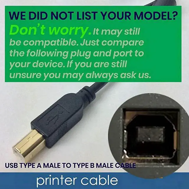 Alt view image 2 of 3 - 15Ft Long USB Printer Cable AC Power Cord Compatible with for Brother MFC-7860DW MFC-9970CDW MFC-9130CW MFC-9340CDW MFC-L5700DW