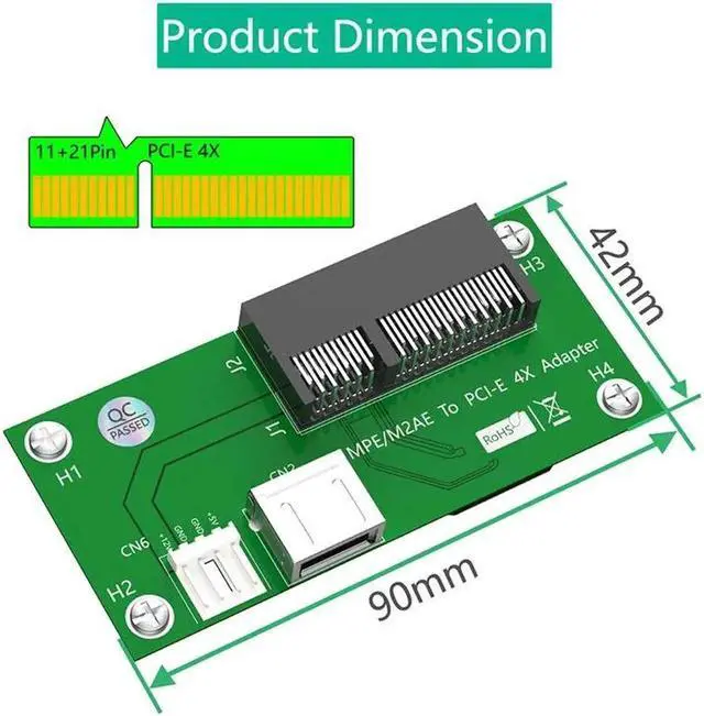 Alt view image 2 of 6 - Mini PCI-E to PCI Express X4 Slot + USB 2.0 Riser Board with FPC Extension Cable 4Pin Power Magnetic Pad Horizontal Installation