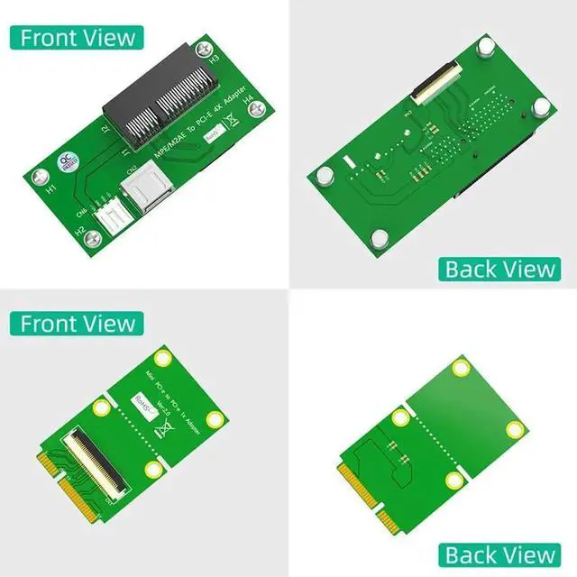 Alt view image 6 of 6 - Mini PCI-E to PCI Express X4 Slot + USB 2.0 Riser Board with FPC Extension Cable 4Pin Power Magnetic Pad Horizontal Installation