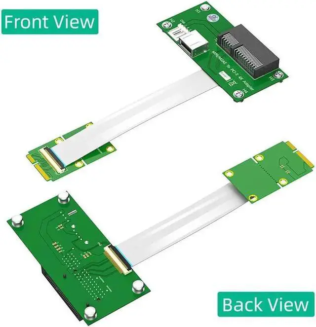 Alt view image 5 of 6 - Mini PCI-E to PCI Express X4 Slot + USB 2.0 Riser Board with FPC Extension Cable 4Pin Power Magnetic Pad Horizontal Installation