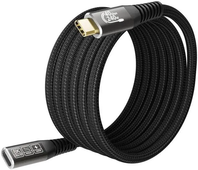 Main image of HOTUTUKI USB-C for Thunderbolt 4 Extension Cable 40Gbps Data Transfer, USB c Male to USB c Female Cable, 8K Display/PD 240W, Compatible with Thunderbolt 3/USB 4/3/SSD eGPU 2M/6.6FT