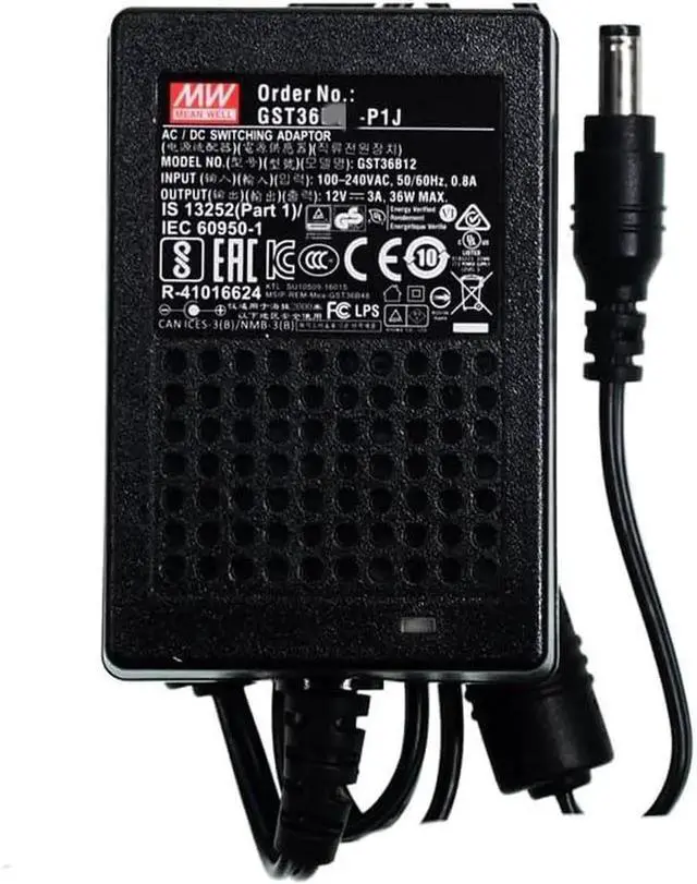 Alt view image 3 of 5 - Mean Well GST Series 36W 3A Power Supply Adapter GST36B12-P1J 2 Pin Ac Input Interface Desktop Industrial Adapter Switching Power Supply