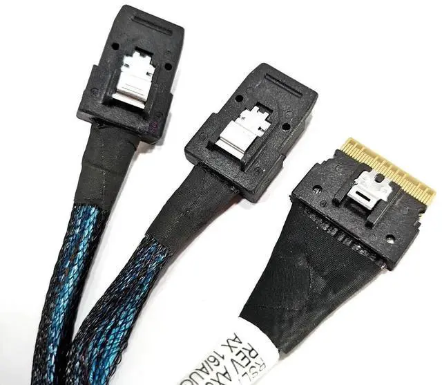 Alt view image 3 of 3 - Areca SlimSAS 8i SFF-8654 to 2x MiniSAS SFF-8087 Cable - 1 Meter