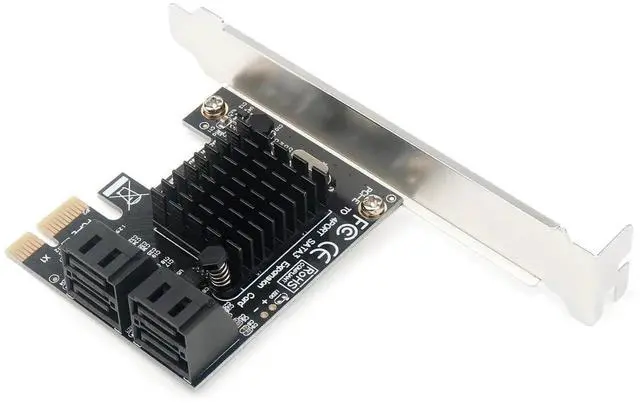 Alt view image 2 of 5 - Marvell 88SE9215 PCIe SATA Card for 4K Video Editing, 4-Port 6Gbps Hot-Swap, Heatsink, Windows/Linux/mac