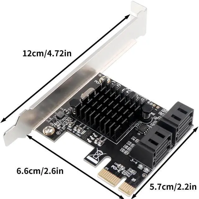 Main image of Marvell 88SE9215 PCIe SATA Card for 4K Video Editing, 4-Port 6Gbps Hot-Swap, Heatsink, Windows/Linux/mac