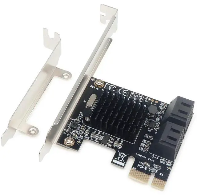 Alt view image 3 of 5 - Marvell 88SE9215 PCIe SATA Card for 4K Video Editing, 4-Port 6Gbps Hot-Swap, Heatsink, Windows/Linux/mac