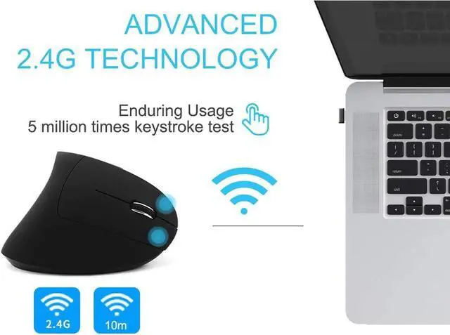 Alt view image 4 of 7 - Wireless Vertical Mouse, Wireless Ergonomic Vertical Mouse, 2.4G High Precision Optical Mice 800/1200/1600DPI for PC Laptop Desktop Mac (Ergonomic Mouse