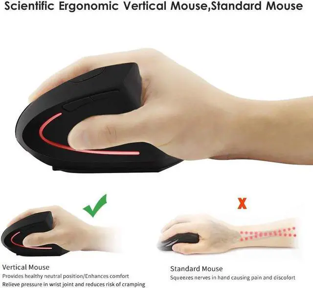 Alt view image 6 of 7 - Wireless Vertical Mouse, Wireless Ergonomic Vertical Mouse, 2.4G High Precision Optical Mice 800/1200/1600DPI for PC Laptop Desktop Mac (Ergonomic Mouse