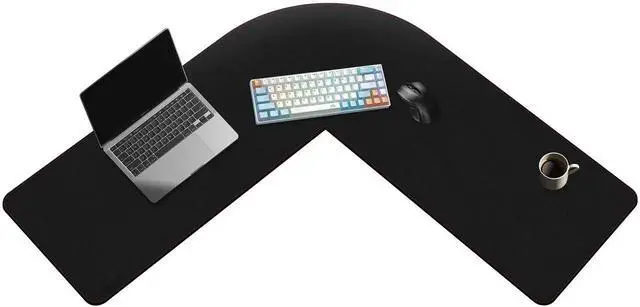 Main image of ZORESYN L Shaped Desk Mat 39.4"(L) x 39.4"(S) x 13"(W), Computer Corner Desk Pad, Large Waterproof PU Leather Mouse pad for Corner Desk, Writing Desk Pad Protector - Black