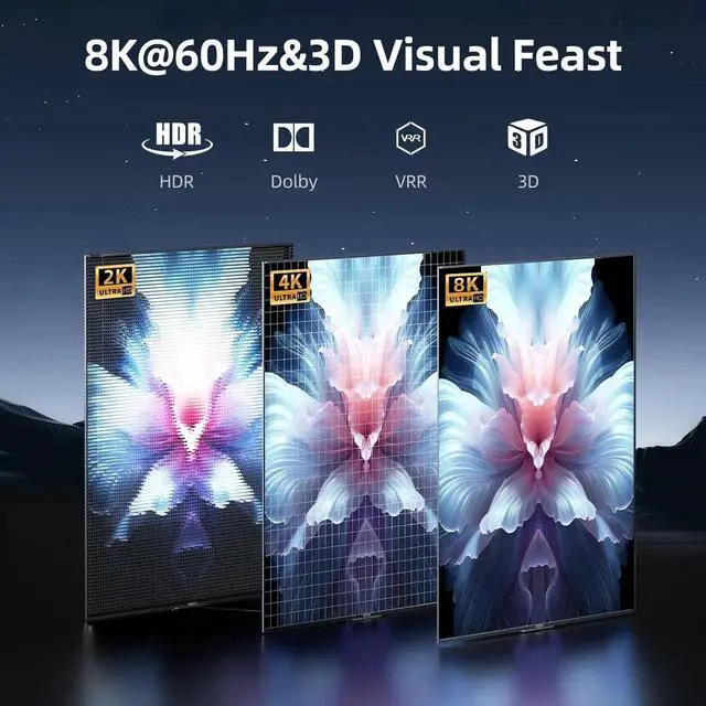 Alt view image 3 of 6 - llano HDMI 2.1 Switch 2 in 1 Out 8K@60Hz 4K@120Hz, HDMI Switcher 48Gbps Bidirectional, Supports VRR HDR10 Dolby Atmos, for PS5 Xbox Apple TV Roku Switch 2, Aluminum Alloy Case