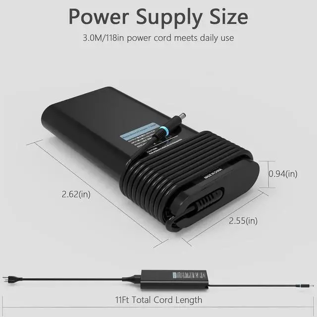 Alt view image 7 of 7 - 130W AC Adapter Compatible with Dell inspiron 16 Plus 7640 7620 7630 Business Laptop,for inspiron 14 16 Plus 7420 7430 7510 XPS 15 17 9730 9640 7590 9530 9550 7590 Power Supply Cord