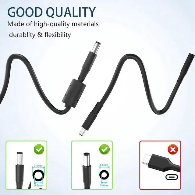 Alt view image 6 of 7 - 130W Laptop Charger for Dell XPS 15 Precision M20 M60 M70 M90 M2400 M4400 M6300 LA130PM121 DA130PE1-00 Inspiron 11 15 7000 7559 N7110 N5110 Vostro 500 1000 1200 1400 AC Adapter Power Cord