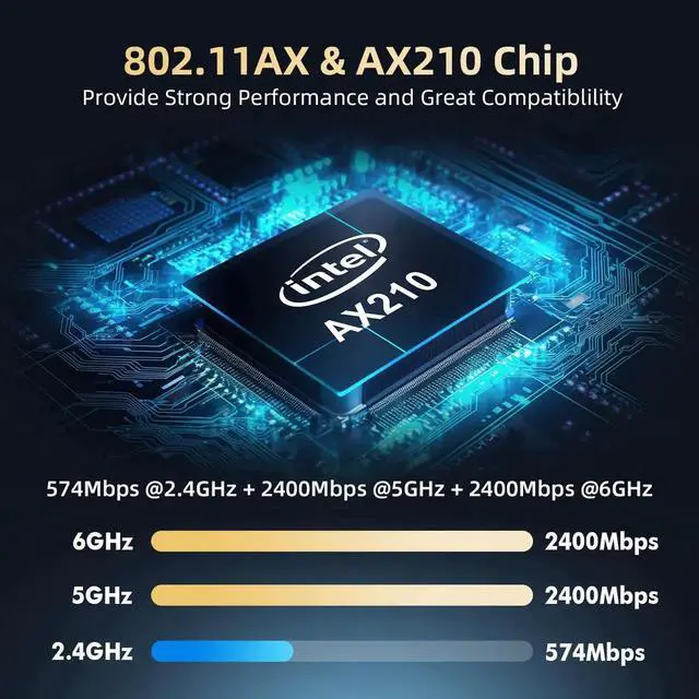 Alt view image 2 of 5 - WiFi 6E Card M.2 AX210NGW Network Adapter, Intel AX210 Chip Bluetooth 5.3, 5400Mbps Tri-Band 2.4GHz/5GHz/6GHz OFDMA & MU-MIMO, for Laptop Windows 10/11