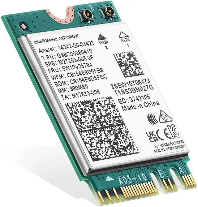 Alt view image 4 of 5 - WiFi 6E Card M.2 AX210NGW Network Adapter, Intel AX210 Chip Bluetooth 5.3, 5400Mbps Tri-Band 2.4GHz/5GHz/6GHz OFDMA & MU-MIMO, for Laptop Windows 10/11