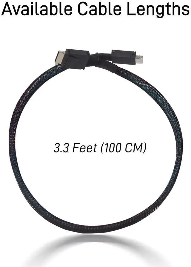 Alt view image 2 of 5 - LetLinkSo Oculink Cable PCIe 4.0 SFF-8611 4i Male Extension Cable for Oculink eGPU onexGPU Mini PC SSD, 3.3 feet (100 cm)