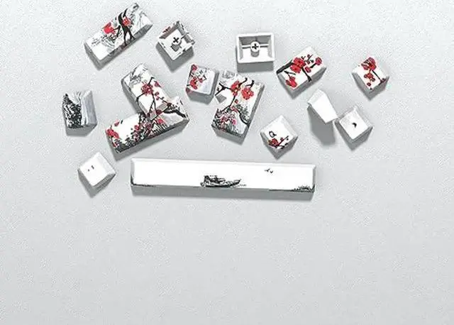 Alt view image 4 of 5 - MOLGRIA Plum Blossoms Keycaps 80 Set, PBT Cherry Profile Key Caps with Japanese Character for 60/75 Percent Cherry MX Switch Mechanical Gaming Keyboard ANSI/ISO Layout