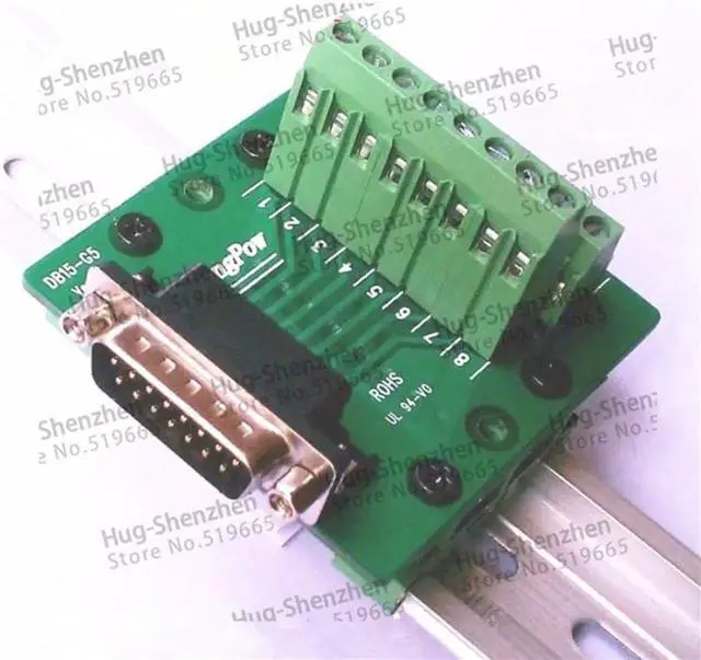 Alt view image 3 of 3 - DB15 Male D-SUB 15 Pin Port Signals Breakout PCB Board terminal Adapter connector DR15 without Din Rail Mounting