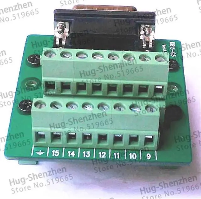 Alt view image 2 of 3 - DB15 Male D-SUB 15 Pin Port Signals Breakout PCB Board terminal Adapter connector DR15 without Din Rail Mounting