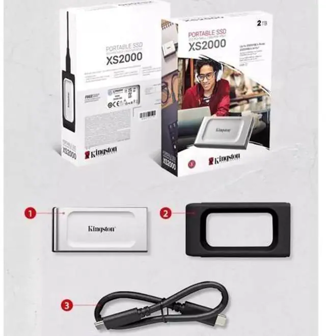 Alt view image 4 of 6 - XS2000 2TB mobile SSD Type-C high-speed USB3.2 portable compact