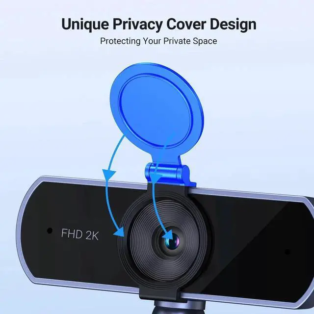 Alt view image 5 of 7 - 2K Webcam, Full HD 1080P Webcam for PC, Web Camera with Autofocus, Privacy Cover, Dual Noise Cancelling Mics, Computer USB Camera for Streaming, Conferencing, Calling, Zoom, Skype, Teams