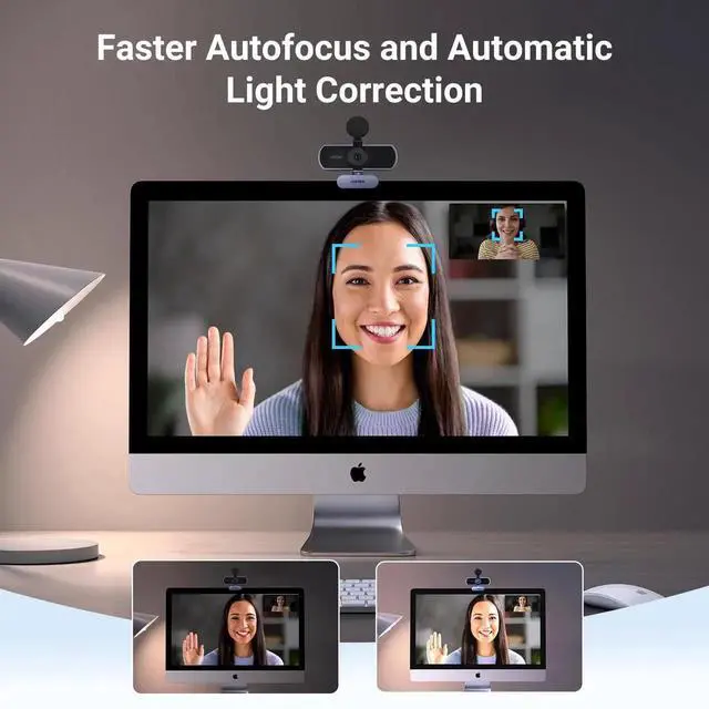 Alt view image 7 of 7 - 2K Webcam, Full HD 1080P Webcam for PC, Web Camera with Autofocus, Privacy Cover, Dual Noise Cancelling Mics, Computer USB Camera for Streaming, Conferencing, Calling, Zoom, Skype, Teams