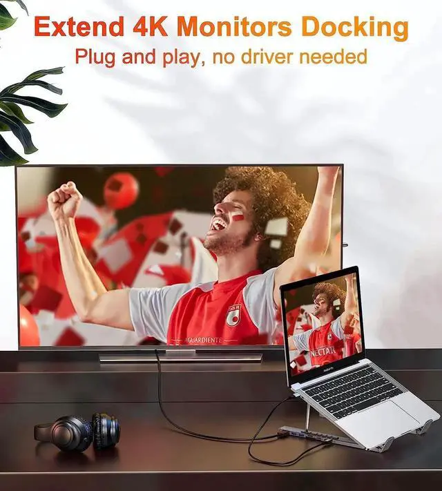 Alt view image 5 of 7 - USB C Laptop Docking Station Stand, USB C Dock Tablet Stand, 7 in 1 USB C Hub with 4K HDMI, 2 USB 3.1, PD 100W, Universal Docking Station for MacBook Pro/Air//HP/Surface/Lenovo, Plug and Play