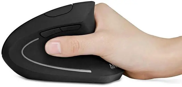 Alt view image 2 of 6 - 2.4G Wireless Vertical Ergonomic Optical Mouse for Work, Multi-Device Connectivity, 800/1200 /1600 DPI, 5 Buttons for Laptop, Desktop, PC - Black