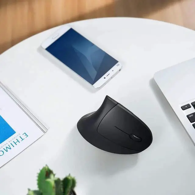 Alt view image 4 of 6 - 2.4G Wireless Vertical Ergonomic Optical Mouse for Work, Multi-Device Connectivity, 800/1200 /1600 DPI, 5 Buttons for Laptop, Desktop, PC - Black