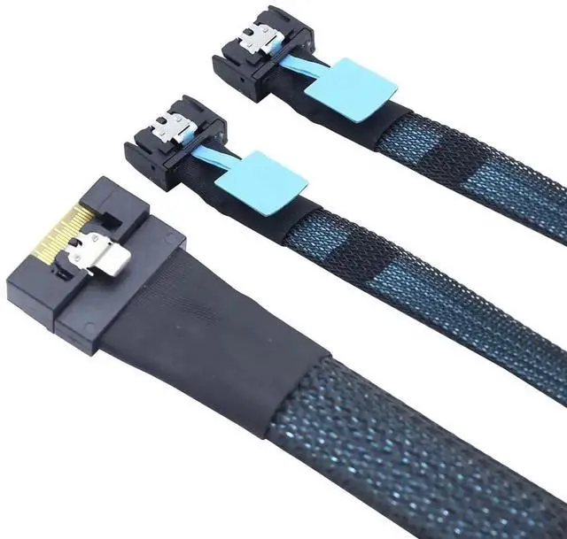 Alt view image 2 of 5 - AoQhir Slimline SAS SFF-8654 8I to Dual MCIO 4I Server Cable with Anti-Misplug Full Cover Design, 16G High-Speed Copper Wire Harness (0.8M/31.49in)