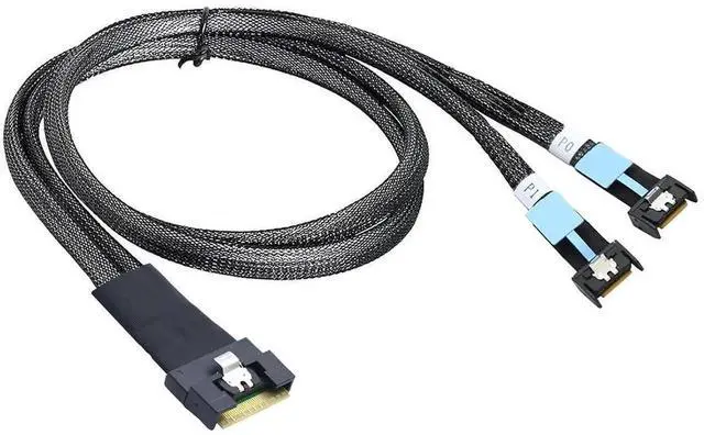Alt view image 4 of 5 - AoQhir Slimline SAS SFF-8654 8I to Dual MCIO 4I Server Cable with Anti-Misplug Full Cover Design, 16G High-Speed Copper Wire Harness (0.8M/31.49in)