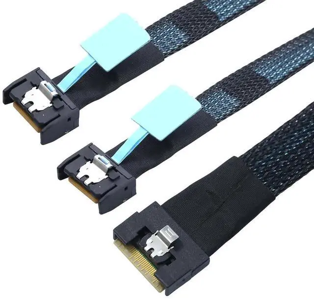 Alt view image 5 of 5 - AoQhir Slimline SAS SFF-8654 8I to Dual MCIO 4I Server Cable with Anti-Misplug Full Cover Design, 16G High-Speed Copper Wire Harness (0.8M/31.49in)