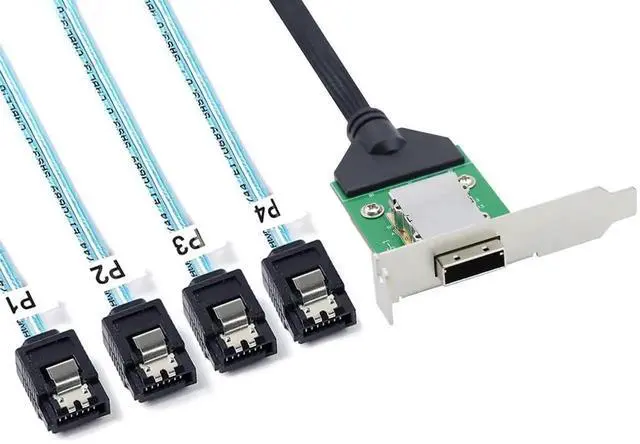 Alt view image 3 of 5 - AoQhir Mini SAS HD SFF-8088 26Pin Female to 4X SATA 7Pin 180 Cable, 0.5m/19.6in 12Gbps High-Speed Server Data Cable