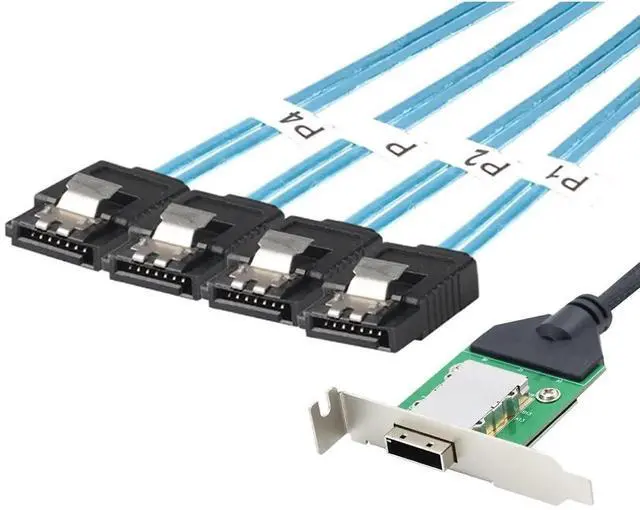 Alt view image 4 of 5 - AoQhir Mini SAS HD SFF-8088 26Pin Female to 4X SATA 7Pin 180 Cable, 0.5m/19.6in 12Gbps High-Speed Server Data Cable