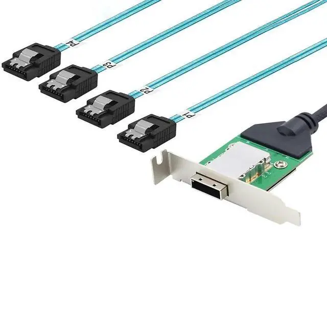 Alt view image 2 of 5 - AoQhir Mini SAS HD SFF-8088 26Pin Female to 4X SATA 7Pin 180 Cable, 0.5m/19.6in 12Gbps High-Speed Server Data Cable