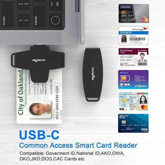 Alt view image 6 of 6 - USB C DOD Military USB Common Access CAC Smart Card Reader and SIM Card Reader ID CAC Card Reader,Compatible with Mac Os, Windows,Linux
