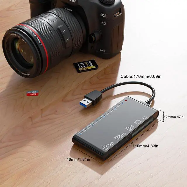 Main image of xD-Picture Card Reader USB 3.0, Multi-Card Reader for xD/CF/MS/SD/TF, 7-in-1 Memory Card Reader/Adapter for Windows, Mac, Linux (USB-A)