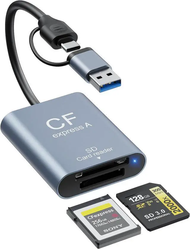 Main image of 2-in-1 CFexpress Type A&SD Card Reader,USB3.2 Gen 2 10Gbps CFexpress Type A Memory Card Reader with USB-C + USB-A Cable,Dual-Slot CF Express Type A Reader Compatible with Windows,Mac Book,Google