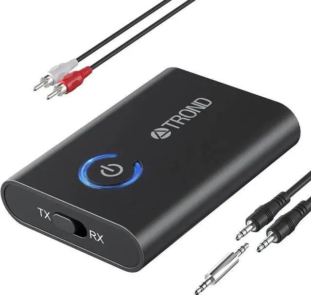 Main image of Bluetooth 5.2 Transmitter Receiver, 2-in-1 Bluetooth Adapter for TV to Airpods or Wireless Headphones, Low Latency, 3.5mm Bluetooth Audio Adapter for Airplane Gym Equipment Home Stereo