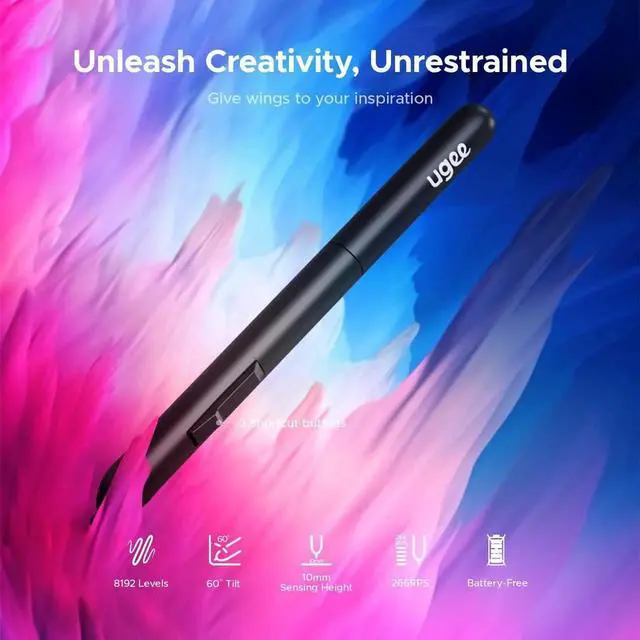 Alt view image 2 of 5 - Graphics Drawing Tablet, UGEE M708 10 x 6 inch Large Digital Drawing Pad with 8 Hot Keys 8192 Levels Pen, Graphic Tablets for Computer Graphic Board Creation Sketch for PC/Laptop/Mac OS/Linux/Chrome