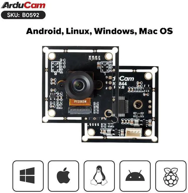 Alt view image 5 of 7 - 120fps Monochrome Global Shutter USB Camera Module, 800P High Speed UVC Webcam with 130°D Wide Angle M12 Lens, for PC, Laptop, Android Devices & Raspberry Pi